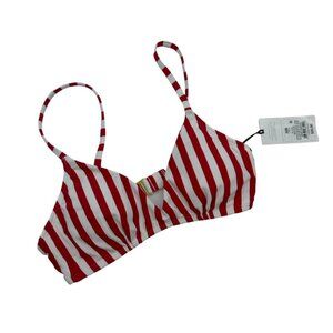 Shade & Shore Red and White Stripe Bikini Top Size 32B
